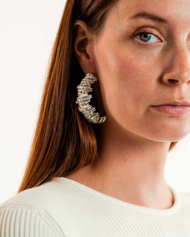 Crystal-Encrusted Earrings | On-Model view of Crystal-Encrusted Earrings MAGDA BUTRYM