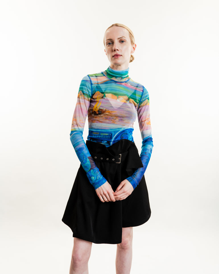 Sheer Long-Sleeve Turtleneck | On-Model view of Sheer Long-Sleeve Turtleneck JW ANDERSON