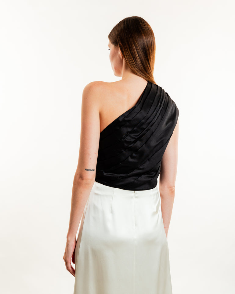 Leticia Draped Maxi Skirt | On-Model back view of Leticia Draped Maxi Skirt HEIRLOME