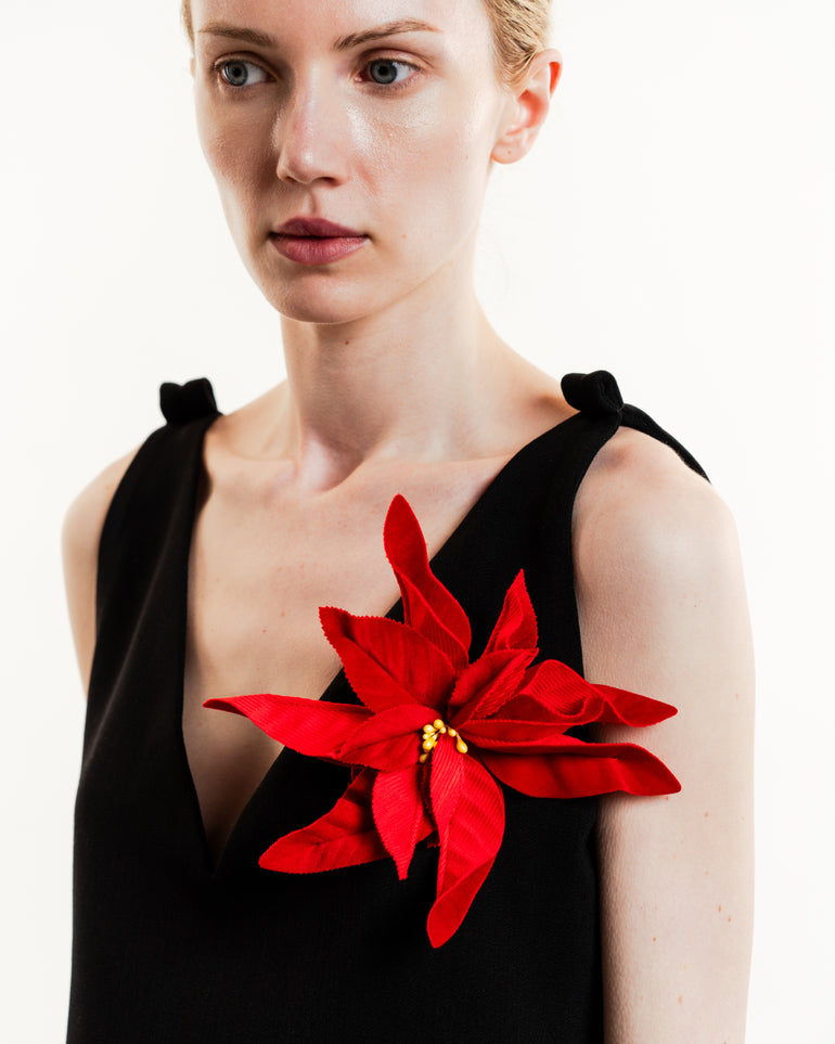 Poinsettia Brooch | On-model view of Poinsettia Brooch JW ANDERSON