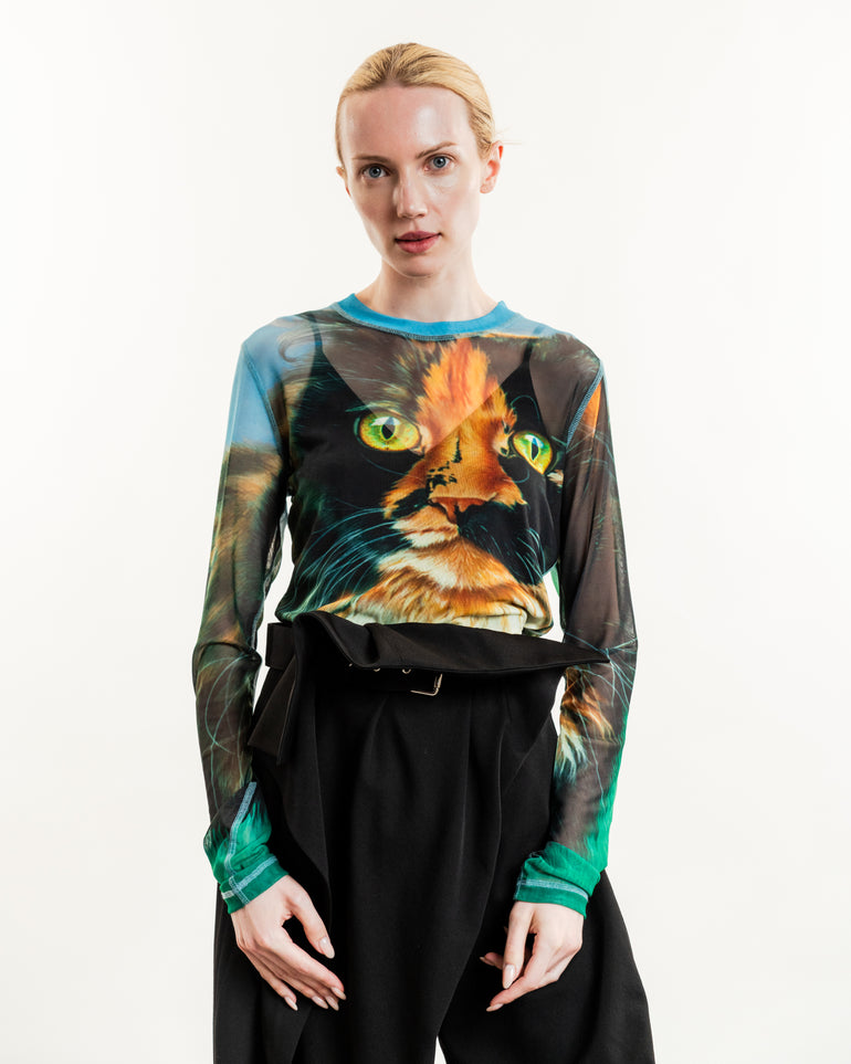 Sheer Long-Sleeve Top | On-Model view of Sheer Long-Sleeve Top JW ANDERSON