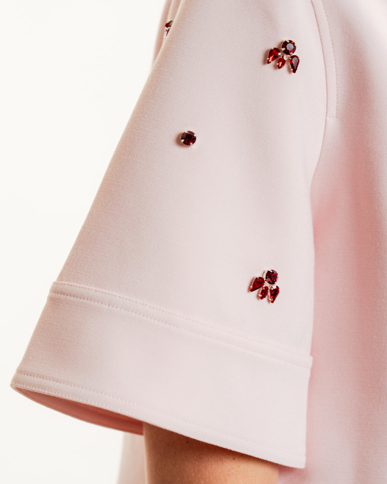 River Embellished Jacket | On-model close up detailed view of River Embellished Jacket HUISHAN ZHANG